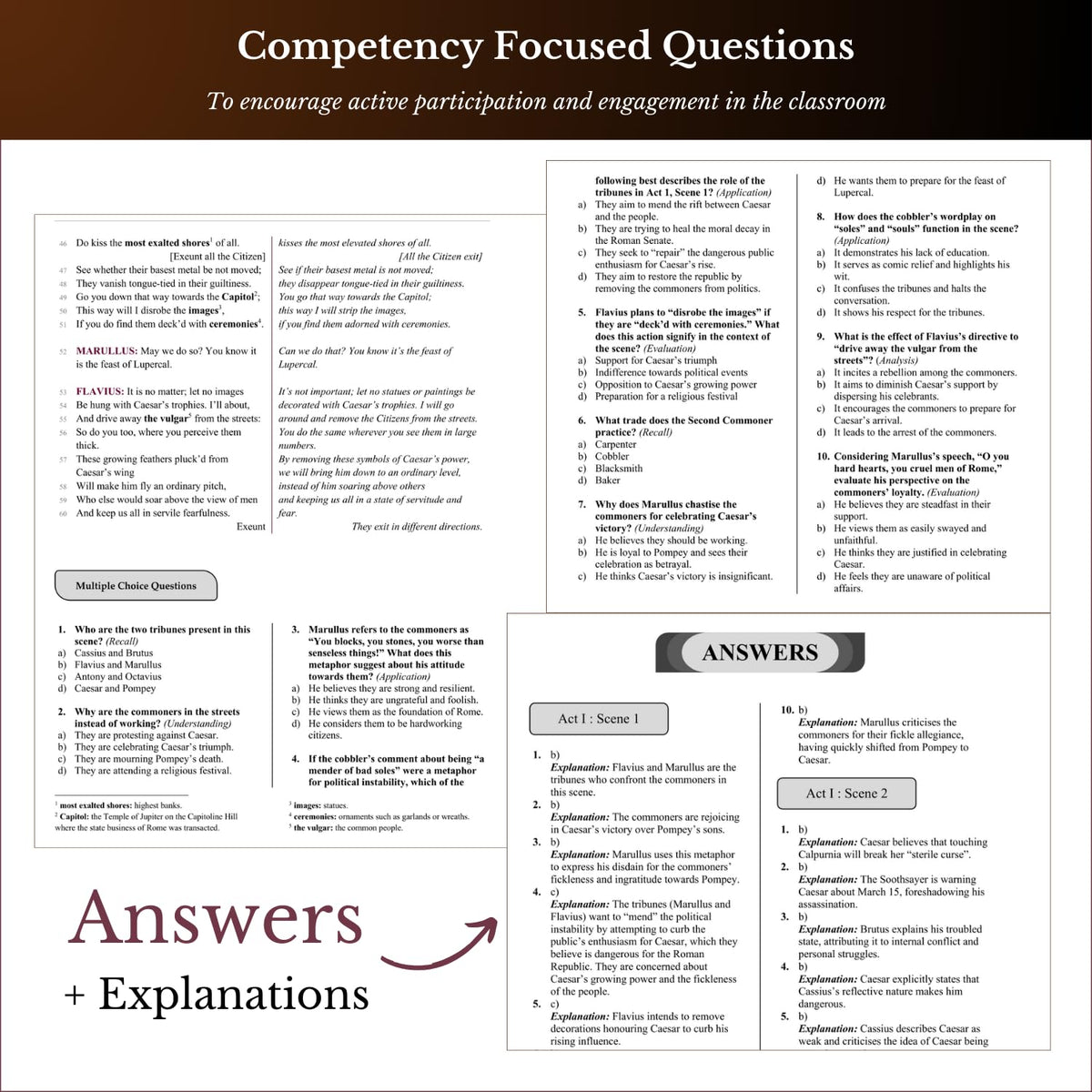 Almond Books ICSE Class 9 & 10 Julius Caesar (Text With Paraphrase) English Literature | Textbook, Paraphrase, MCQs