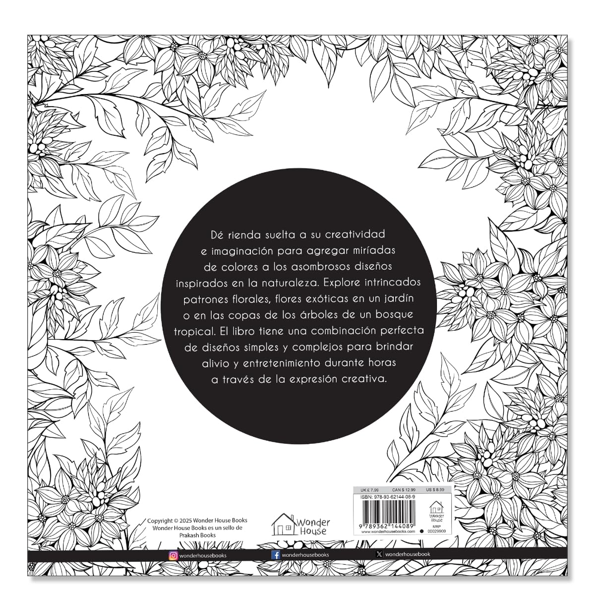Adult Colouring Books Nature Garden and Forests - Spanish