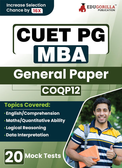 CUET PG MBA : General Paper (COQP12) Preparation Book 2025 | 20 Practice Mock Tests (1500+ Solved MCQs of Quant, LIDR, English Preparation)