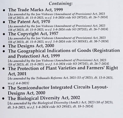 Commercial’s Intellectual Property Laws Bare Act 2026 Edition | Trade Marks Act, Patents Act, Copyright Act, Designs Act, GI Act | Updated with Jan ... Amendment 2023 | Bare Act with short comments