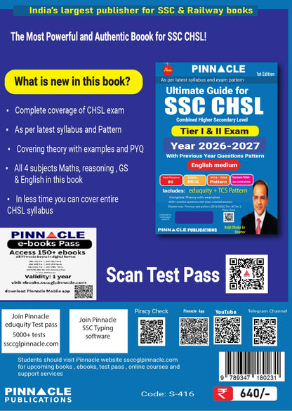 SSC CHSL 2026 – 27 Ultimate Guide for Tier 1 & Tier 2 | English medium | 10 Years Chapterwise Previous Year Solved Papers ( 2016 – 2026 ) | 3200+ MCQs | Latest Eduquity + TCS Pattern