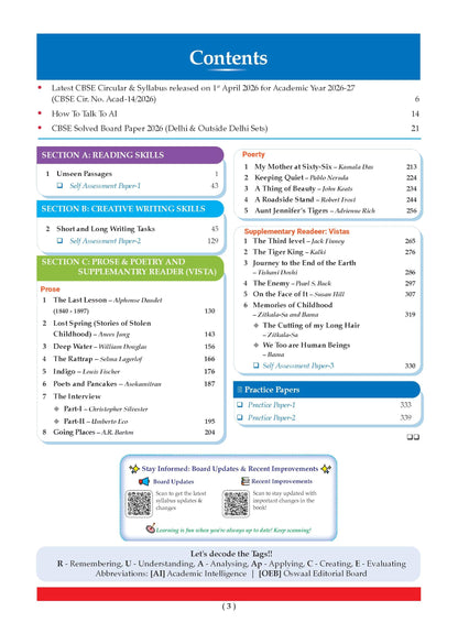 Oswaal CBSE Class 12 English Core Question Bank | Chapter & Topic-wise Solved Papers (2017-2026) | Based on Latest Syllabus (April 2026) | Includes 2026 Papers | For 2027 Exam (CBSE Question Papers)