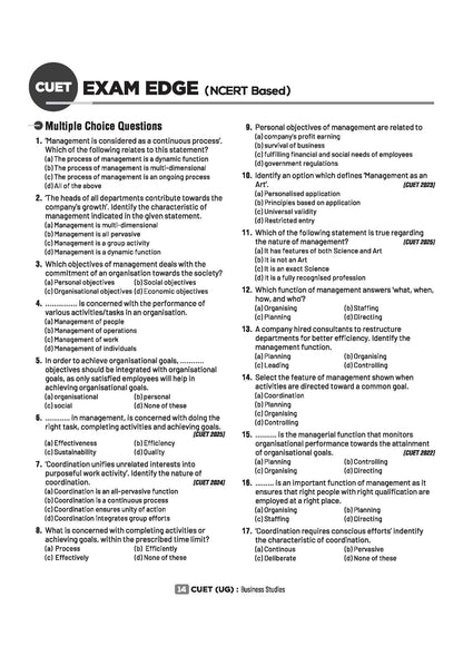 Arihant CUET UG Business Studies Chapterwise Notes & Question Bank 2026 | Based on Latest NTA Pattern | Chapterwise Quick Notes, NCERT Based MCQs, ... + CUET 2025 Solved Paper | English Medium