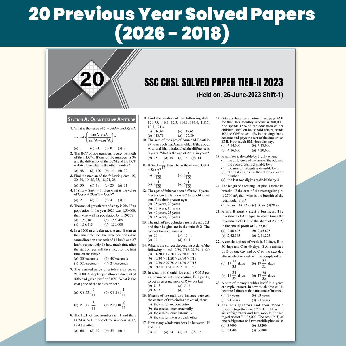 PW SSC CHSL (10+2) Previous Year Solved Papers Tier 1 & 2, English Medium (2026-18) | 20 Year-wise PYQs Till April 2026 | 2100+ Questions with Detailed Solutions