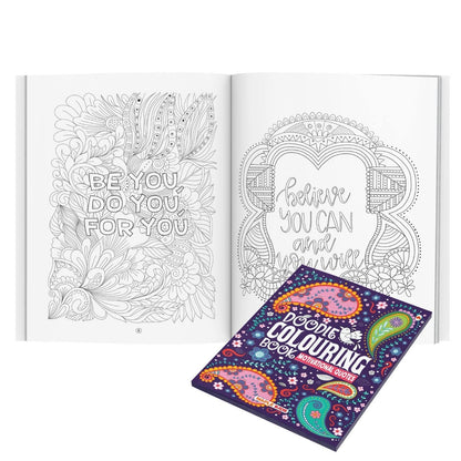 Doodle Colouring Book - Motivational Quotes - Age 4 - 99 - Gift to children for painting, drawing and colouring - Colouring Activity Book