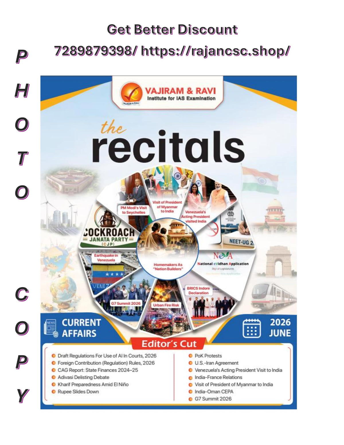 Vajiram & Ravi 'The Recitals' 6 Months Combo (Jan to June 2026) | Monthly Current Affairs with Editor's Cut for UPSC Civil Services Exam [Photocopy Material]