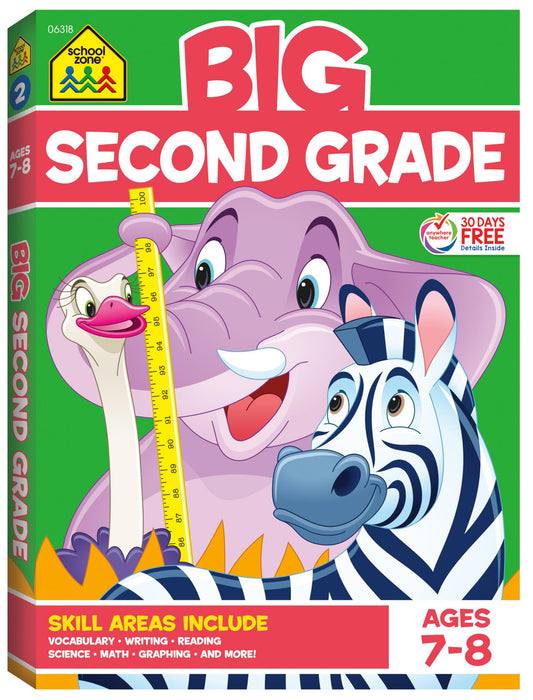 School Zone Big Second Grade Workbook: 320 Pages, 2nd Grade, Word Problems, Reading Comprehension, Phonics, Math, Science, Ages 7 to 8 