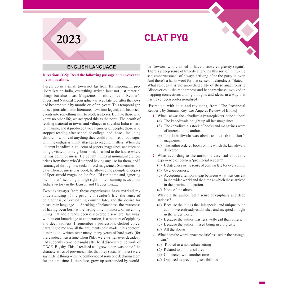 PW CLAT & AILET 14 Previous Years Solved Papers (2020-2026) Yearwise with Detailed Explanation For 2027 Exam