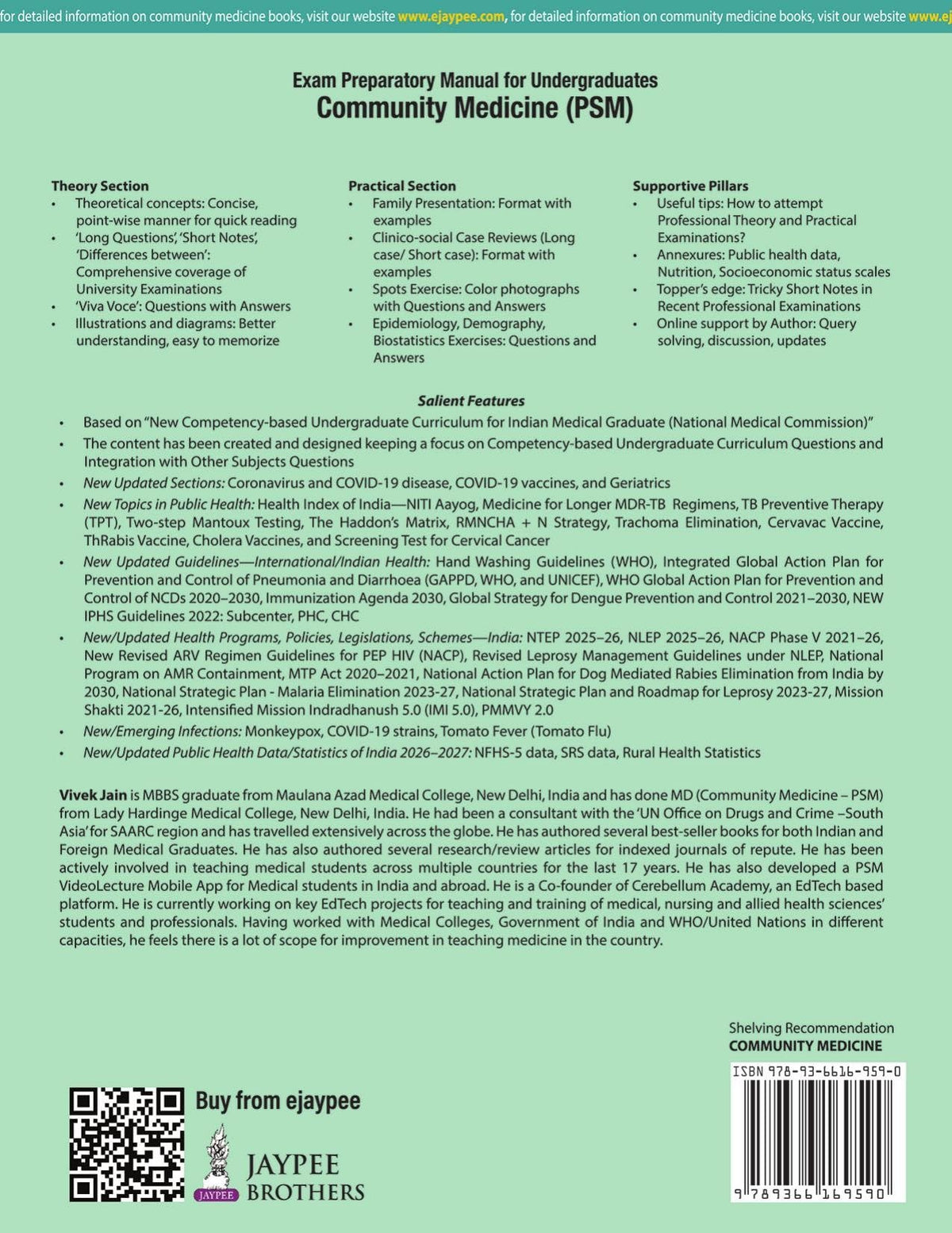 Exam Preparatory Manual for Undergraduates: Community Medicine (PSM), 5/E for MBBS Students | NMC Competency-based Guide with Viva Voce, Short Notes, Spots and Practical Exam Exercises: 1