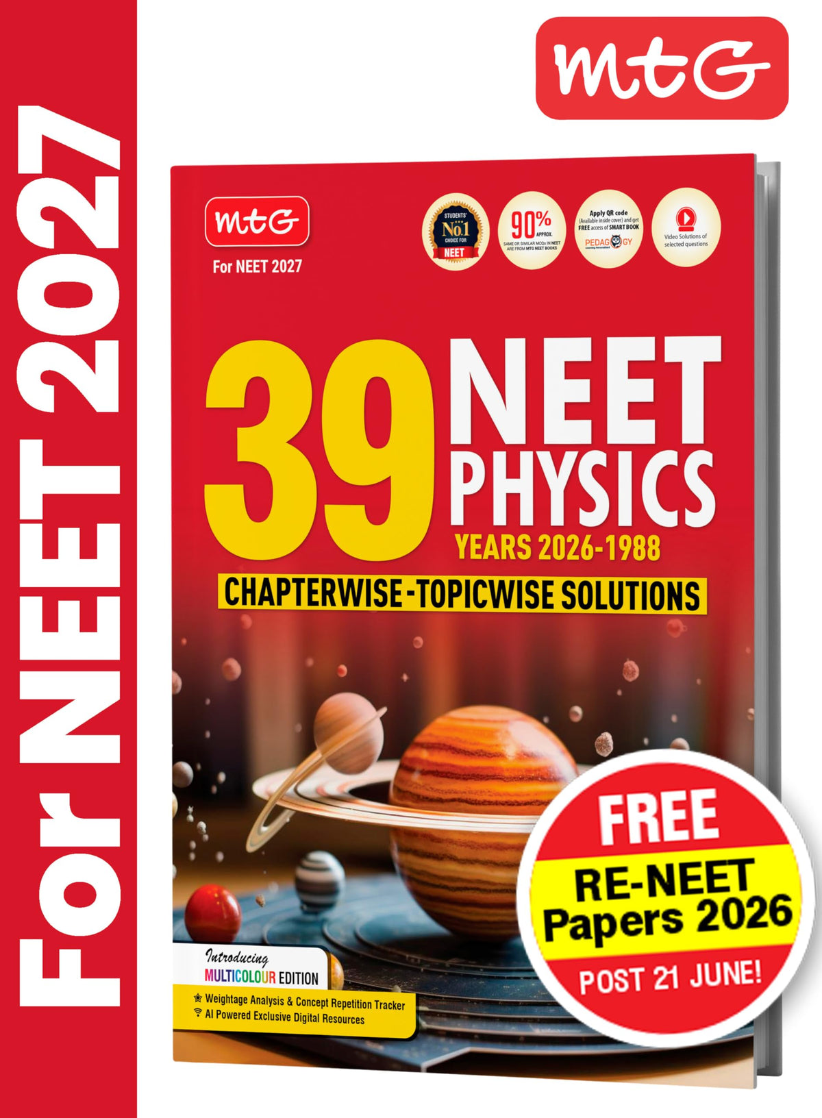 MTG NEET PYQ 39 Years Physics Book For 2026-2027 Exam | Chapterwise Topicwise Solved Question Papers | Free Video Solutions | AI Powered Digital Resource
