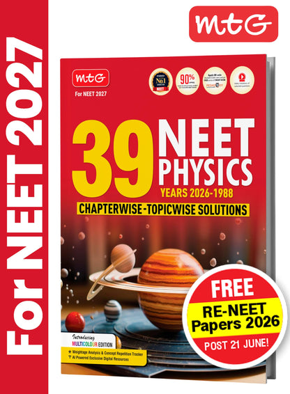 MTG NEET PYQ 39 Years Physics Book For 2026-2027 Exam | Chapterwise Topicwise Solved Question Papers | Free Video Solutions | AI Powered Digital Resource