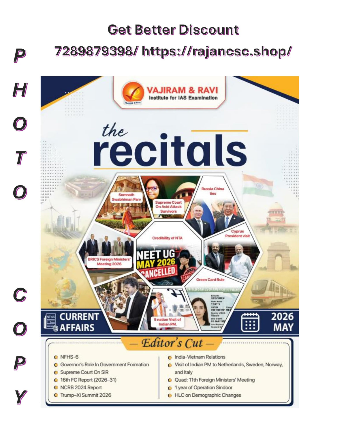 Vajiram & Ravi 'The Recitals' 6 Months Combo (Jan to June 2026) | Monthly Current Affairs with Editor's Cut for UPSC Civil Services Exam [Photocopy Material]