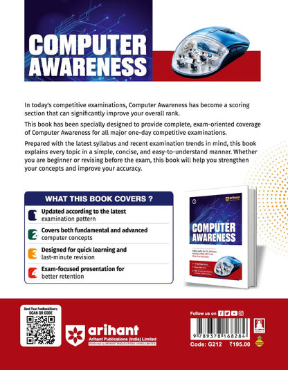 Arihant Computer Awareness | To-the-Point Notes, Exam-Style MCQs, Important Personalities, Glossary & Abbreviations | Highly Useful for SSC, Railways, Banking, DSSSB, CPCT & Other One Day Exams
