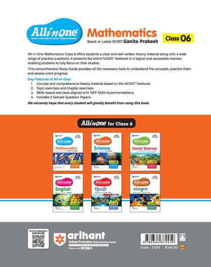 Arihant All in One Mathematics Class 6 for CBSE Exam 2025-26 | Based on the latest NCERT Ganita Prakash | Competency-Based Questions for Class 6 | ... Study, Complete Practice, Complete Assessment