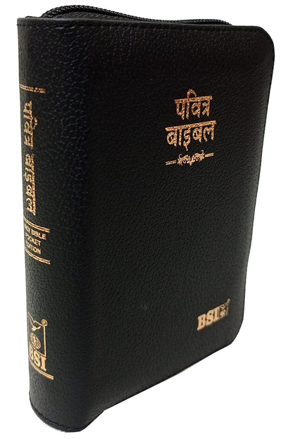 Hindi Pocket Bible Smaller Vinyl TI Gilt ZIP/Index (O.V. 2021) BSI Contains Old and New Testament