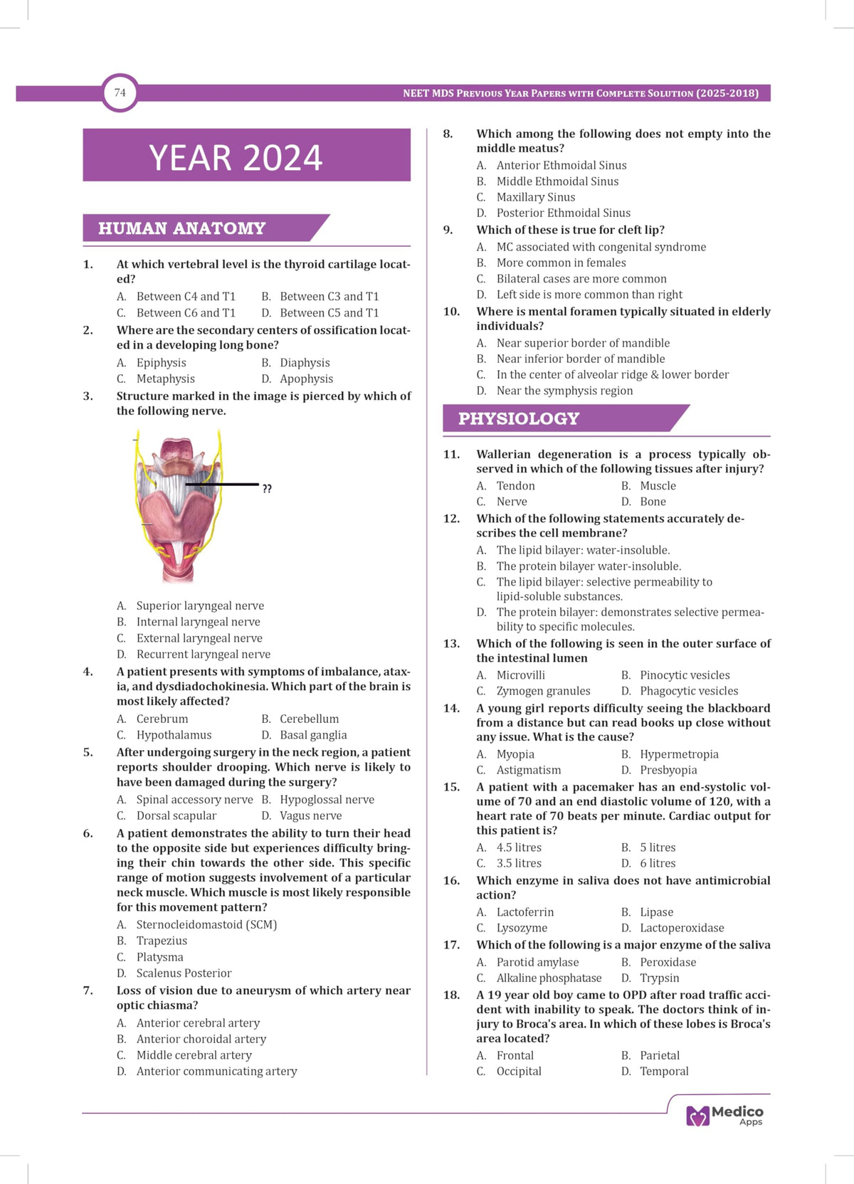 NEET MDS Previous Year Question Paper (2018-2026) Authentic NEET MDS Exam Question, Solution with Complete Explanation