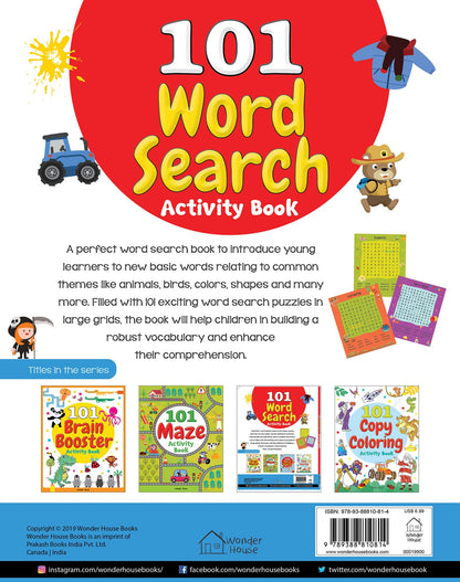 101 Word Search Activity Book - Large Grid Word Search Puzzles For Kids With Attractive Illustrations I Ages 3-6 I Vocabulary Building I Learn New Words I Motor Skills Improvement