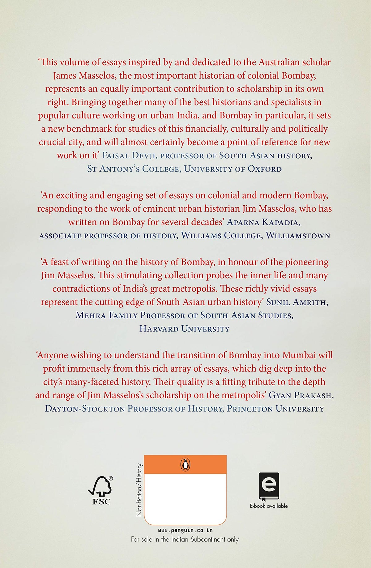 Bombay Before Mumbai: Essays in Honour of Jim Masselos