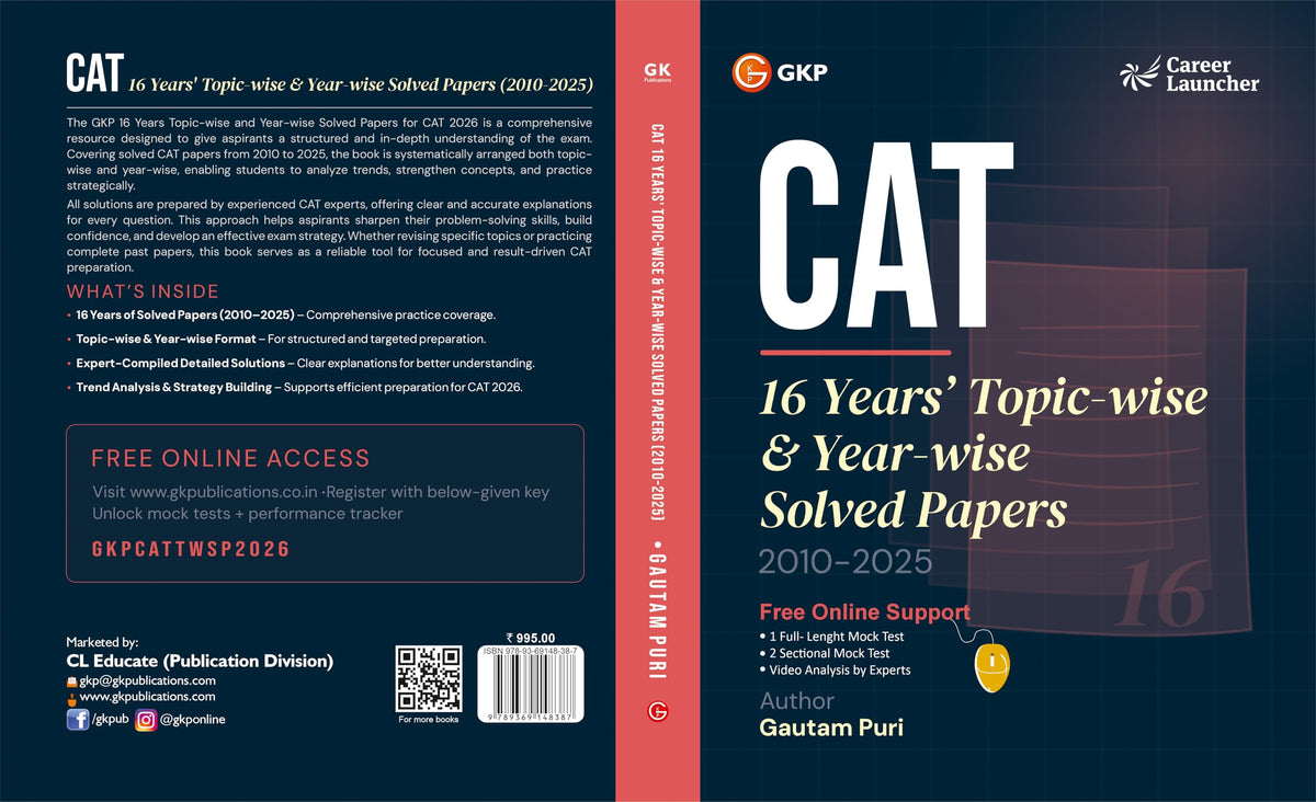CAT 2026 | 16 Years Topic-Wise & Year-Wise Solved Papers (2010–2025) | PYQ with Detailed Solutions & Trend Analysis | CAT Previous Year Question Bank | By GKP & Gautam Puri