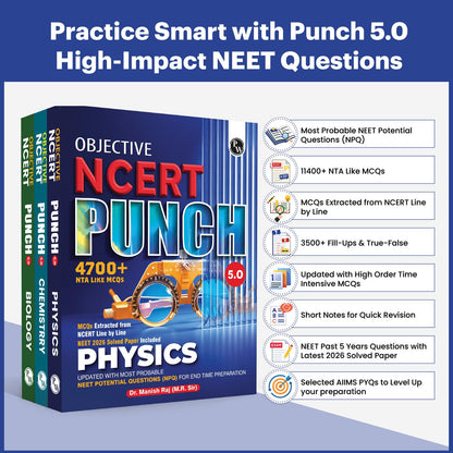 PW Objective NCERT Punch 5.0 Physics, Chemistry and Biology Combo Set of 3 Books l Updated with Most Probable NEET Potential Questions (NPQ) For End Time Preparation