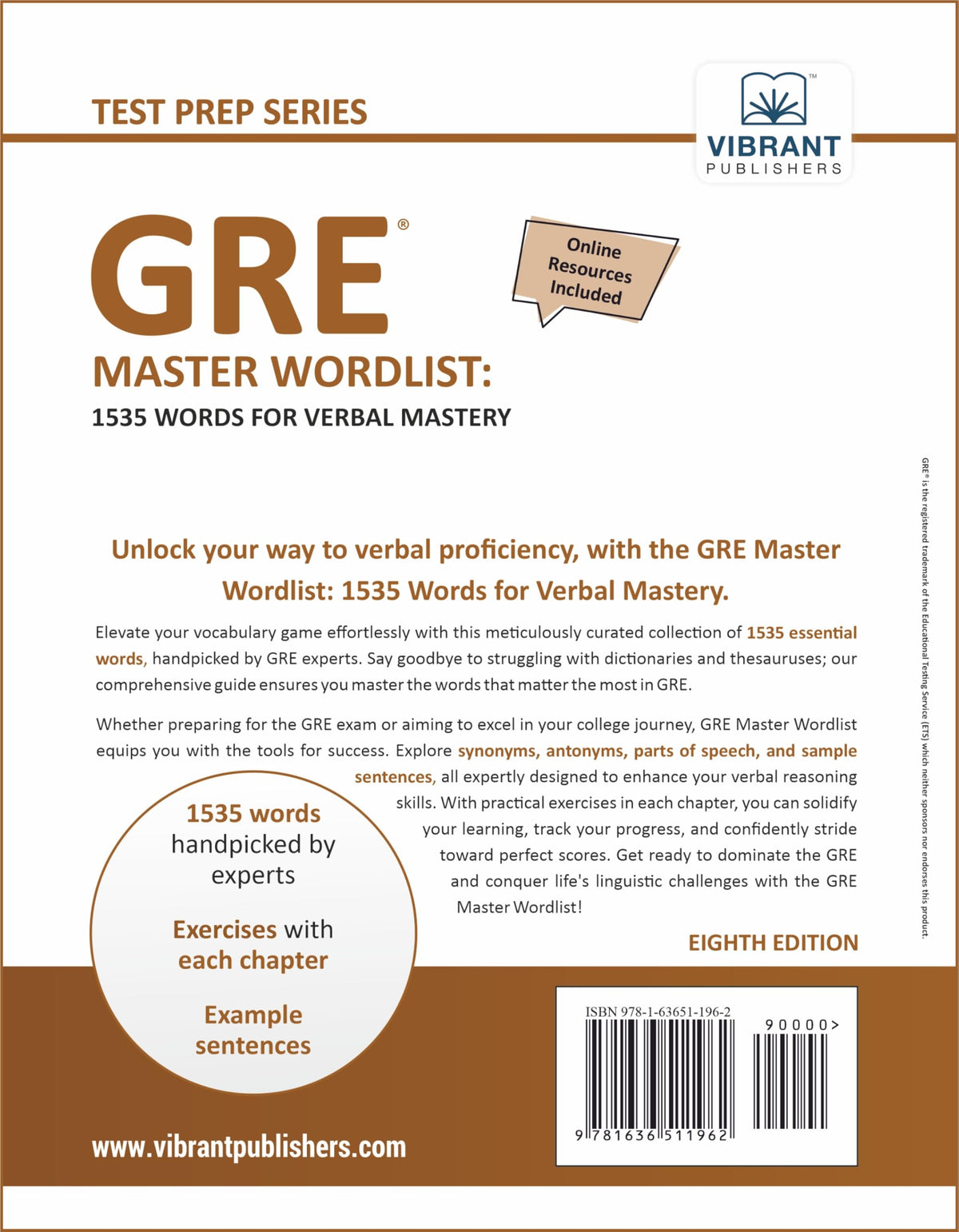 GRE Master Wordlist: 1535 Words for Verbal Mastery | 1535 Essential Vocabulary Words with Synonyms, Antonyms, Usage & Practice Exercises for the Shorter GRE 2026