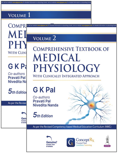 Comprehensive Textbook of Medical Physiology (2 Vol Set), 5/E for MBBS Students | Clinically Integrated Approach with 200+ Clinical Cases | Chapter Summaries, Mind Maps and PYQs via ConceptRx