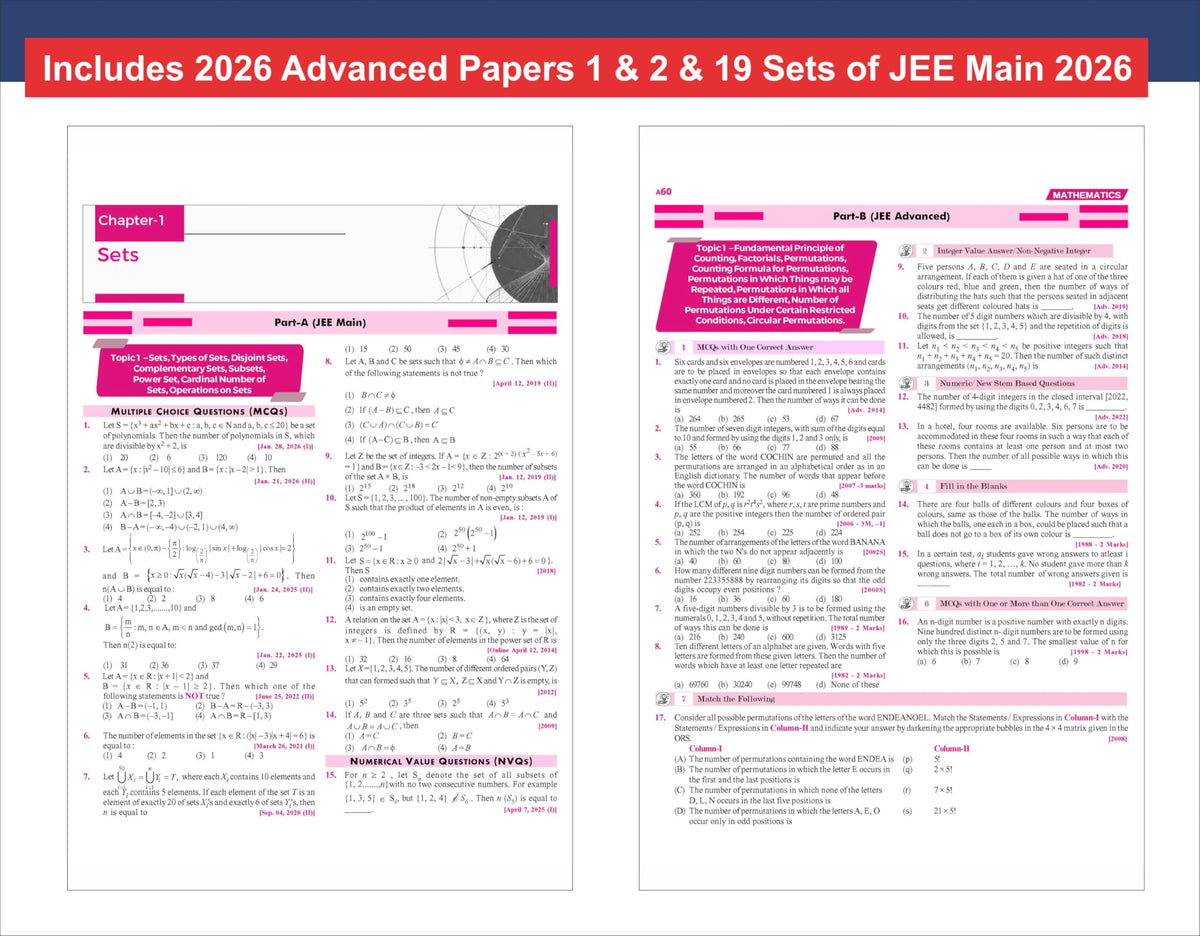 Disha Errorless 49 Years JEE Advanced (1978 - 2026) & 25 Year JEE Main (2002 - 2026) MATHEMATICS Chapter-wise & Topic-wise PYQs Book 22nd Edition | Solved Papers Question Bank in NCERT Flow | JEE 2026