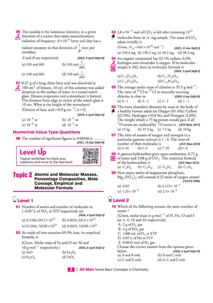 Arihant 25 Years JEE Main Chemistry | Chapterwise Topicwise Levelwise 3500+ MCQs (2026–2002) for JEE Main & AIEEE | NTA Authenticated Answers & Topicwise Worksheets | Key Ideas, Concept Enhancer