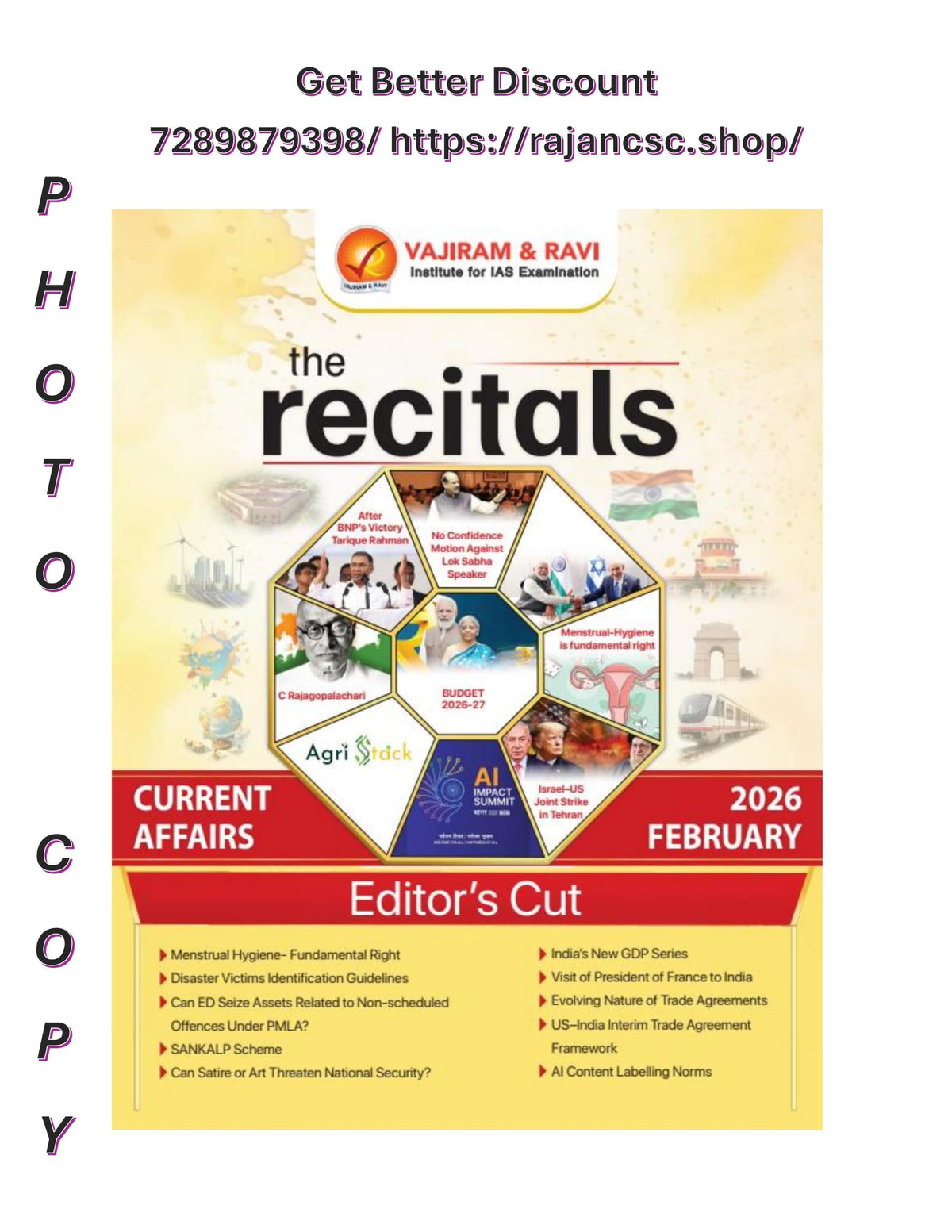 Vajiram & Ravi 'The Recitals' 6 Months Combo (Jan to June 2026) | Monthly Current Affairs with Editor's Cut for UPSC Civil Services Exam [Photocopy Material]