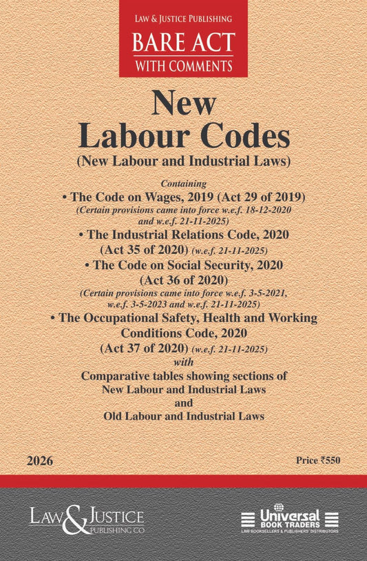 New Labour Codes Containing all 04 Bare Acts – Latest 2026 EDITION Law & Justice Publishing Co