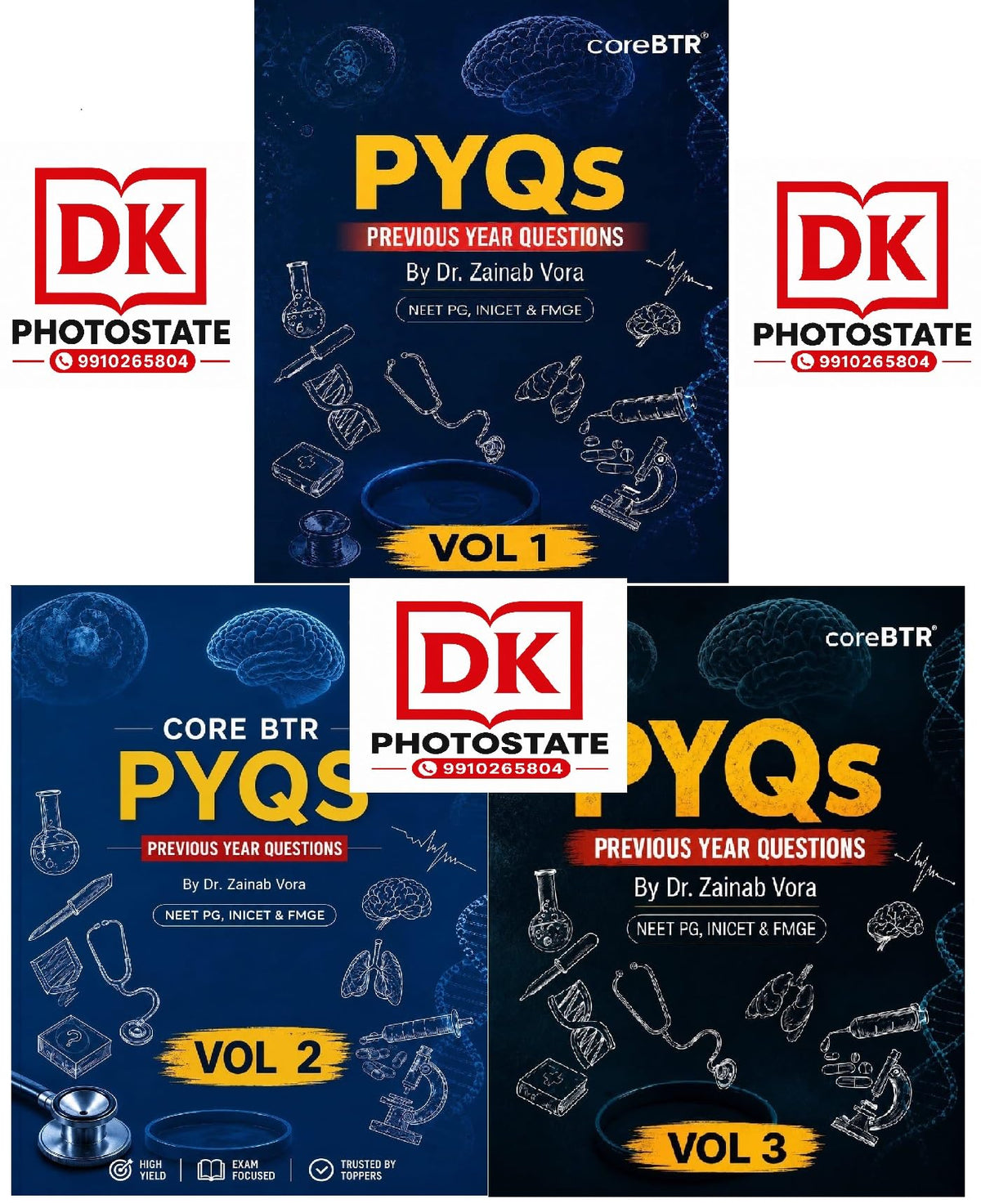 Core BTR PYQ's Books by Dr Zainab Vora, All 3 Volume Set | BTR INI-CET NEET PG, NEXT FMGE Exams, High Yield PYQs Book... (Corebtr Pyqs Annotated Notes Series)