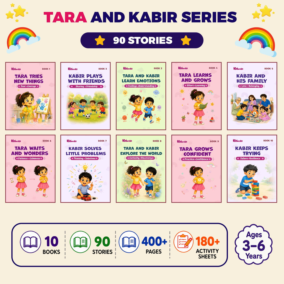 Kidureka The Tara & Kabir Story + Activity Series |10 Interactive Learning Books for Kids | Perfect for Ages 3–5 Years