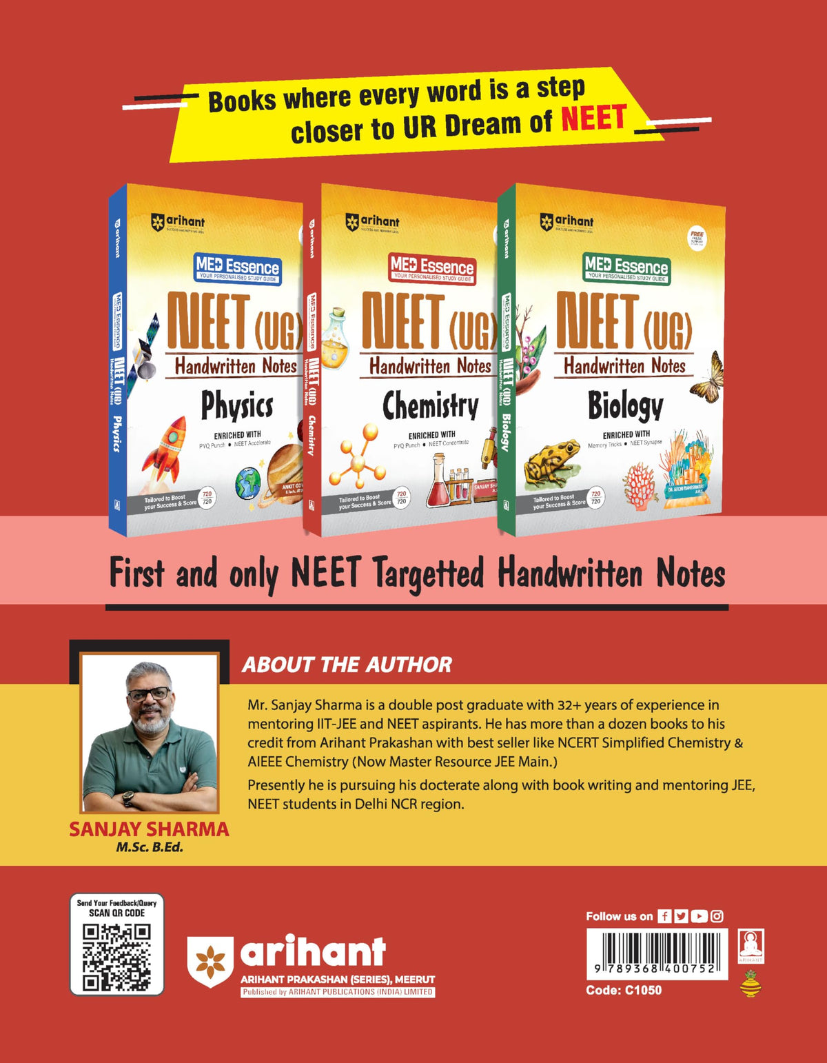 Arihant NEET (UG) Chemistry Handwritten Notes for Exam 2026 | Complete NEET Concentrate with PYQ Punch, MCQ Punch | First and Only NEET Targeted Handwritten Notes