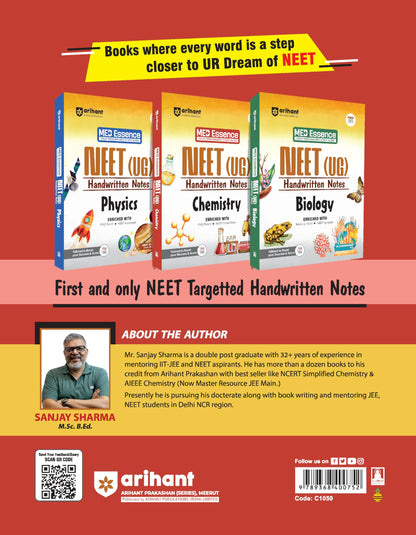 Arihant NEET (UG) Chemistry Handwritten Notes for Exam 2026 | Complete NEET Concentrate with PYQ Punch, MCQ Punch | First and Only NEET Targeted Handwritten Notes