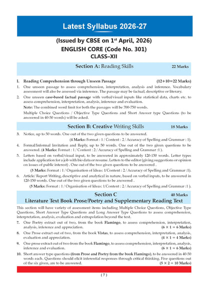 Oswaal CBSE Class 12 English Core Question Bank | Chapter & Topic-wise Solved Papers (2017-2026) | Based on Latest Syllabus (April 2026) | Includes 2026 Papers | For 2027 Exam (CBSE Question Papers)