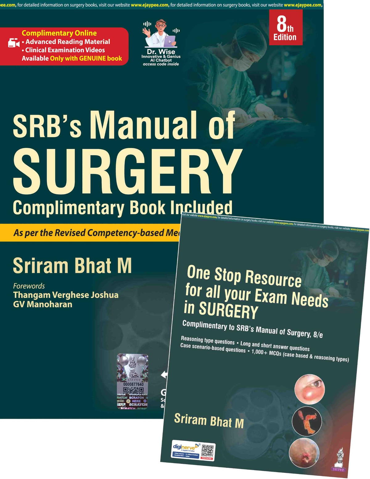 SRB's Manual of Surgery, 8/E for MBBS Students, Surgical Residents and NEET PG Aspirants | Includes Complimentary Exam Prep Booklet: 2,750+ Clinical Photographs, Case Scenarios, and 1,000+ MCQs