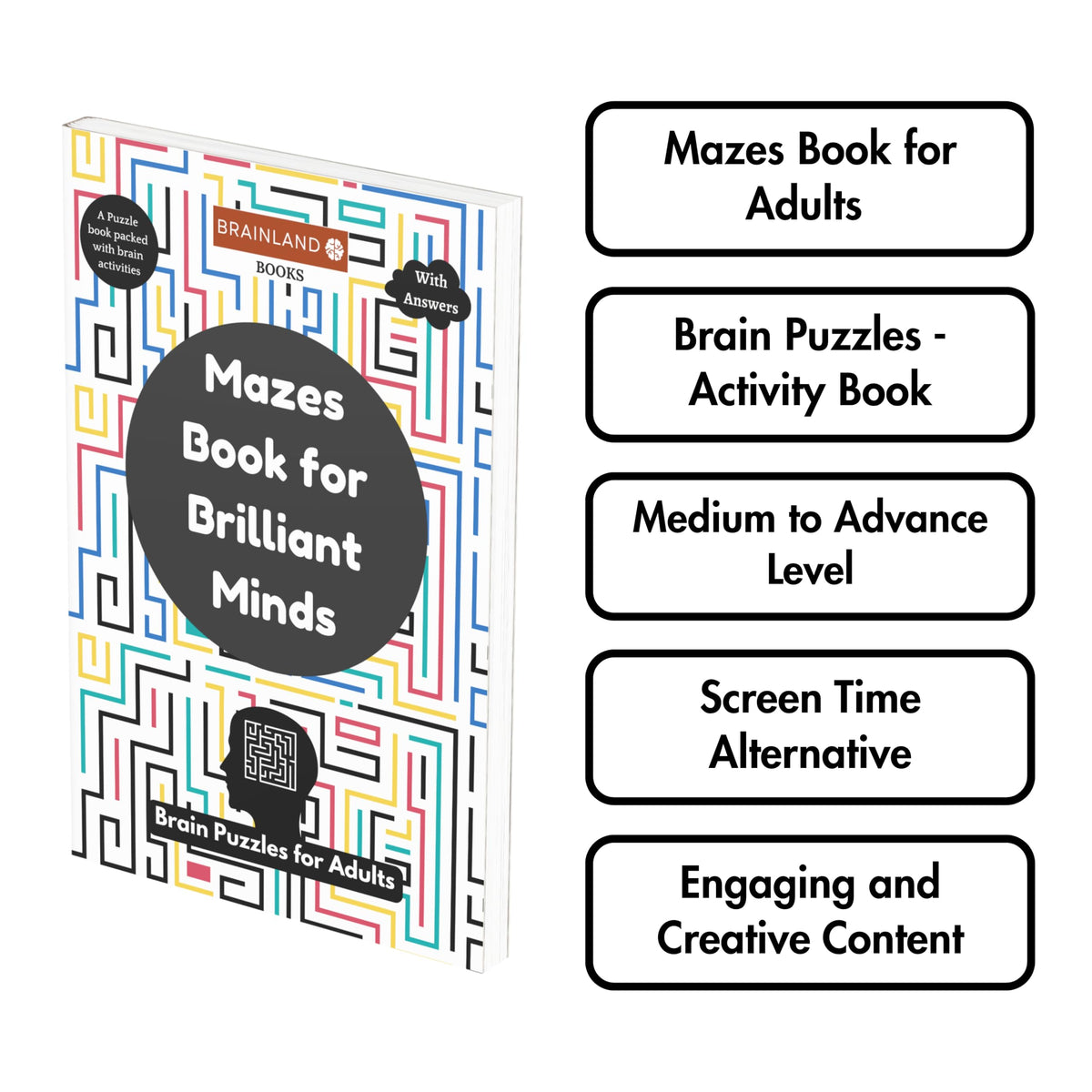 Mazes Book for Brilliant Minds - Brain Puzzles for Adults - Advance Level - Activity Book for Adults - Brain Games for Grown Ups and Seniors - ... - Brain Relaxing Mazes - Best for Gifting
