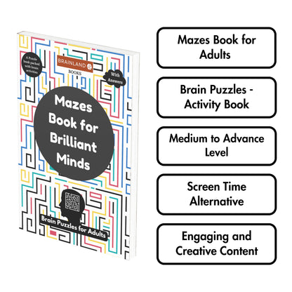 Mazes Book for Brilliant Minds - Brain Puzzles for Adults - Advance Level - Activity Book for Adults - Brain Games for Grown Ups and Seniors - ... - Brain Relaxing Mazes - Best for Gifting