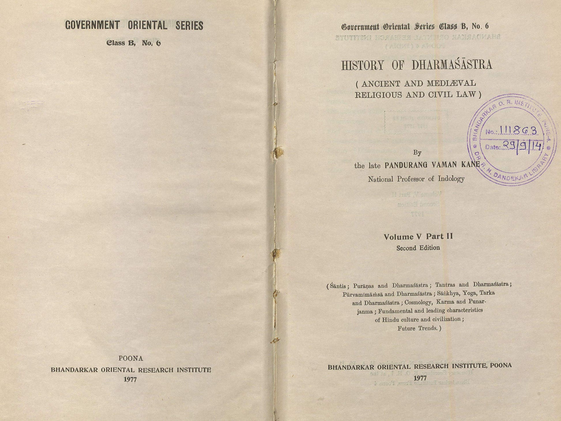 History of Dharmasastra: Vol. 5, Part II book cover