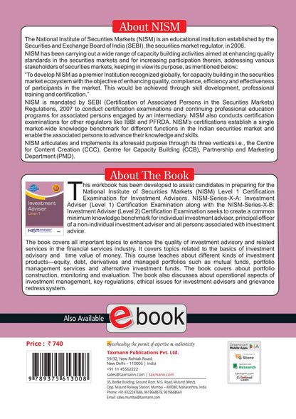 NISM X Taxmann's Investment Adviser (Level 1) – Spanning Financial Planning | Investment Products | Portfolio Management | Regulation—Across 6 Modules & 20 Chapters