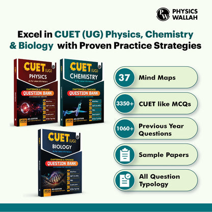 PW CUET UG Entrance Exam Books 2026 – Physics Chemistry Biology (PCB) Combo Set of 3 | Chapterwise & Topicwise MCQs Question Bank | CUET UG PYQ (2025–2022) | Mock Tests | Latest NTA Pattern