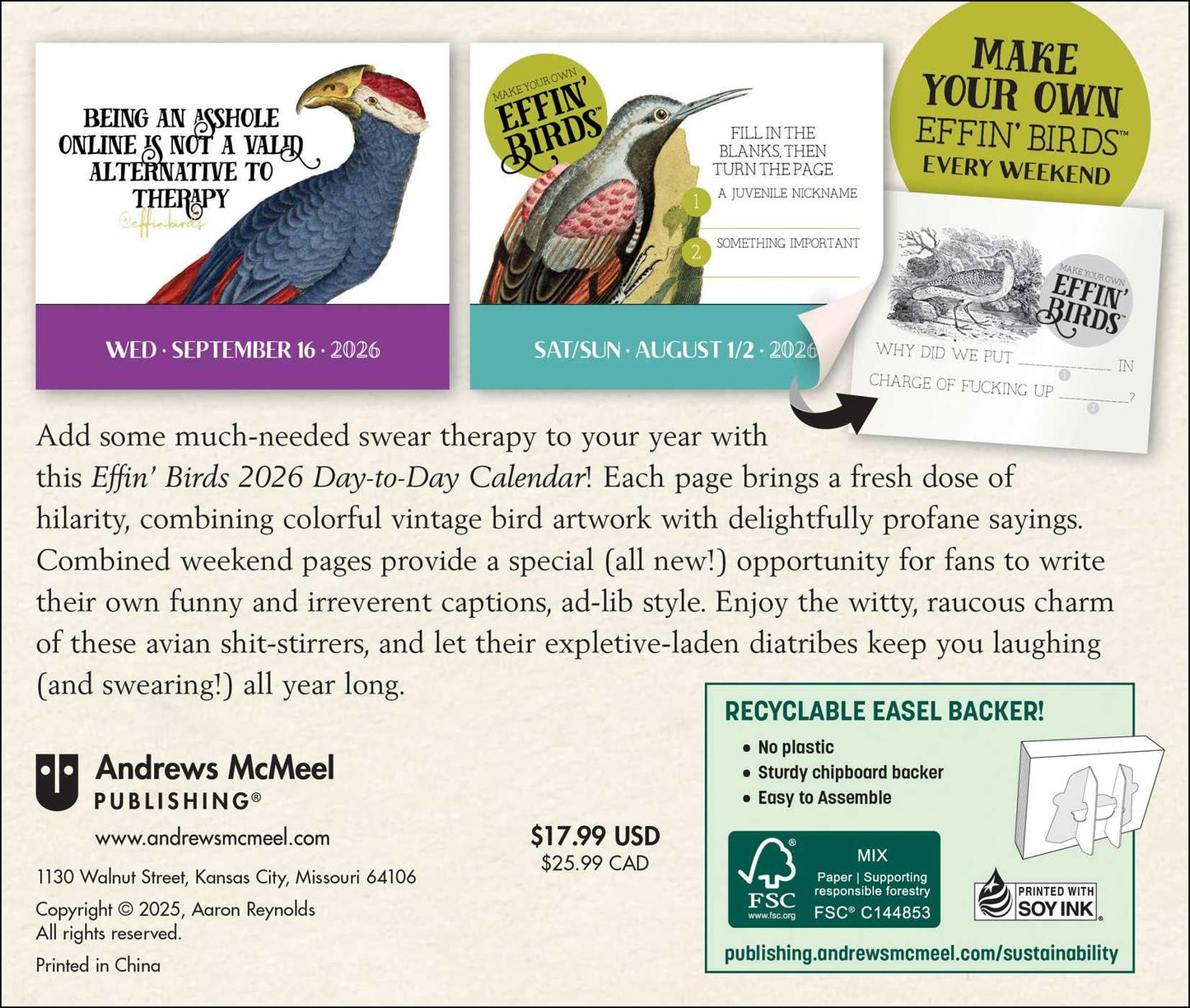 Effin' Birds 2026 Day-to-Day Calendar 