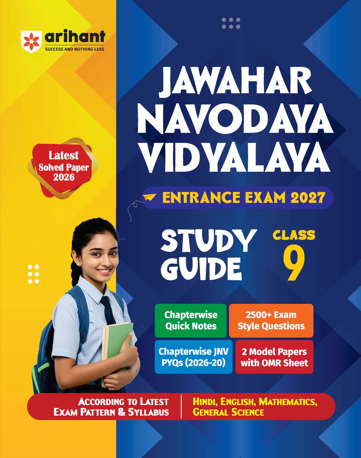 Arihant Jawahar Navodaya Vidyalaya Class 9 Entrance Exam 2027 | Study Guide As per Latest Syllabus | Includes Section-wise Notes, Exam-Style ... & Latest Solved Paper 2026 | English Medium