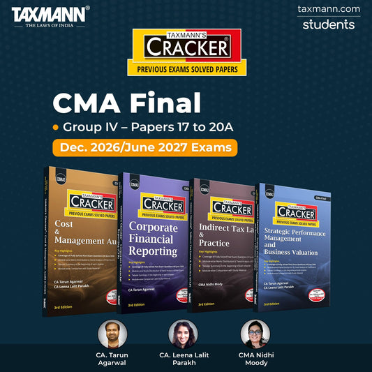 Taxmann's CRACKER COMBO for CMA Final | Dec. 2026/June 2027 Exams | Group IV – Papers 17 to 20A | CRACKER Series | CMAD, CFR, ITLP, and SPMBV | July 2026 Edition | Set of 4 Books