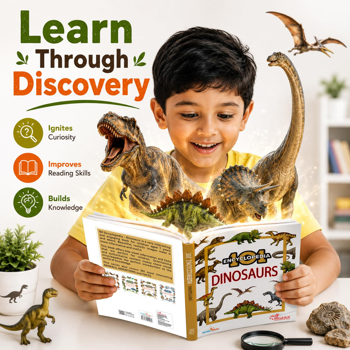 101 Dinosaurs – Illustrated Encyclopedia for Kids Ages 7–10 | Realistic Images, Fun Facts & Scientific Information | Visual Learning Book for Curious Young Minds