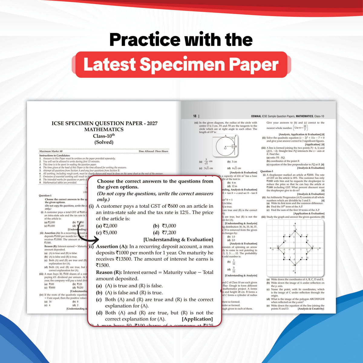Oswaal ICSE | 10 Sample Question Papers | Class 10 | Mathematics (For 2027 Exam) | Includes–Board Paper 2026 & Specimen 2027 | With On Tips Notes, Mind Maps & Oswaal AI