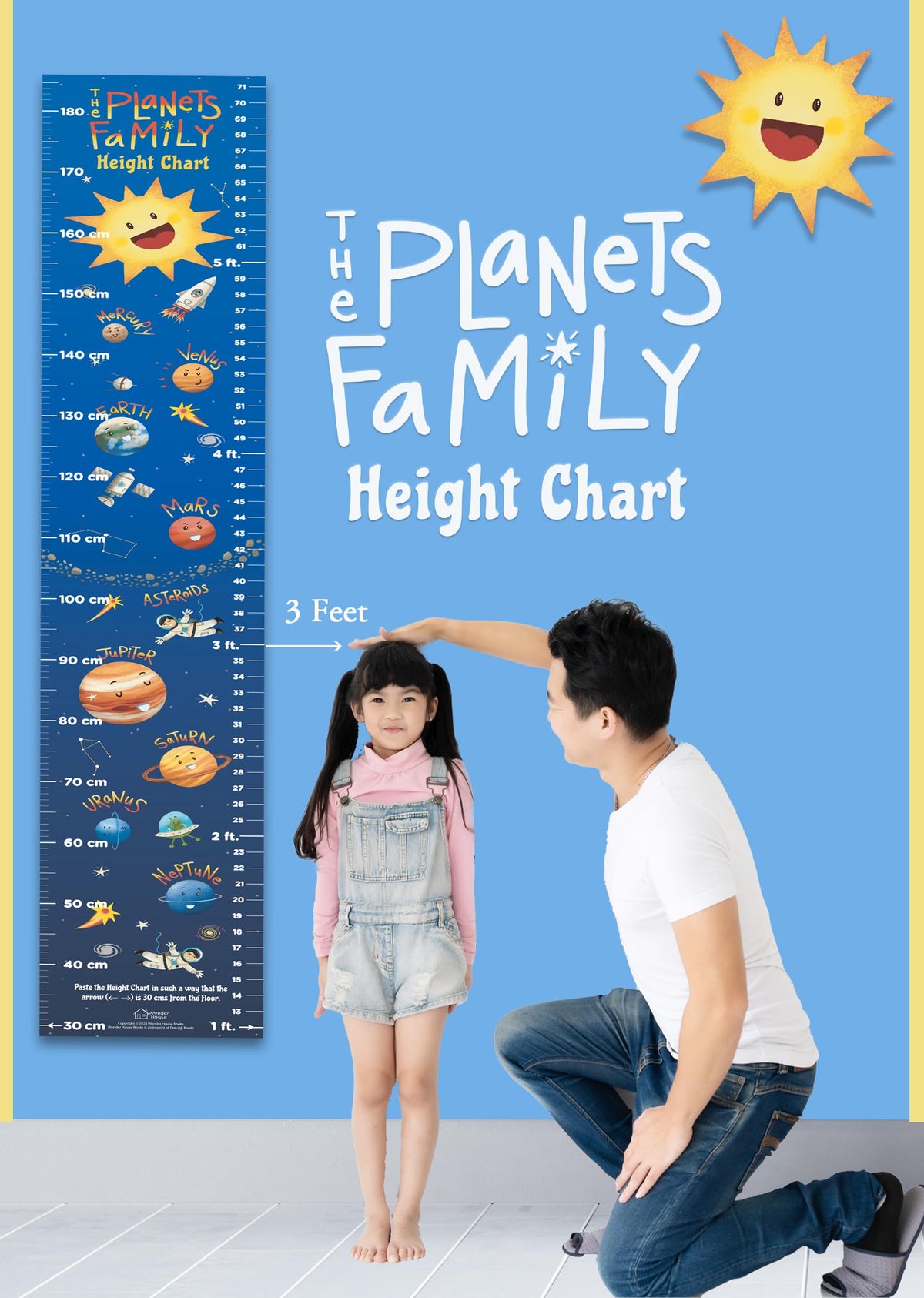 The Planets Family Height Chart (Kids' Height Chart | Height Measuring Scale Sticker | Height Chart Wall Sticker for Children | Nursery Decoration)