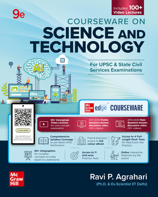 Science and Technology Courseware, 9e by Ravi P. Agrahari for UPSC 2026 | 100+ Author Video Lectures | Prelims PYQs (2011-25) & Mains PYQs (2013-25) | 11 Practice Test | Mock Tests | Colour E-book