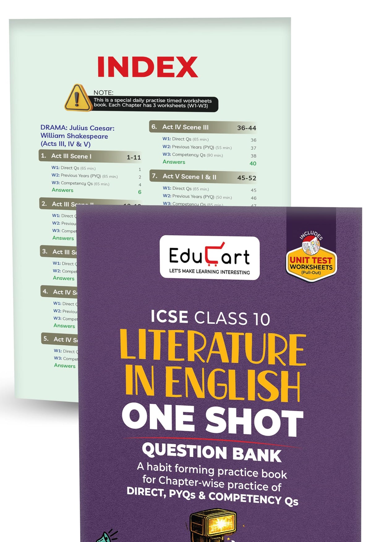 Educart ICSE Class 10 One Shot Question Bank 2027 (Set of 8 Books) | Physics, Chemistry, Maths, Biology, English 1 & 2, Geography, History & Civics | 2026–27 Exam