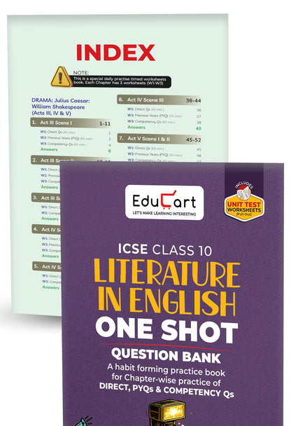 Educart ICSE Class 10 One Shot Question Bank 2027 (Set of 8 Books) | Physics, Chemistry, Maths, Biology, English 1 & 2, Geography, History & Civics | 2026–27 Exam